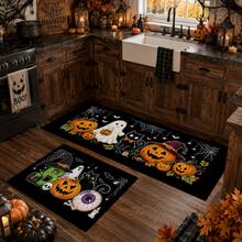 1pc, Cartoon Ghost Black Cat Pumpkin Pattern Printed Diatomaceous Earth Kitchen Mat, Halloween, Can Be Used As Halloween Gift, Halloween Decoration, Absorbent Kitchen Floor Mat, Kitchen Rug, Long Strip Foot Mat, Sink Front Mat, Suitable For Kitchen, Bathroom, Entryway, Hallway, Laundry Room And Home Decor - Multicolor - View 1
