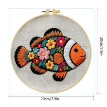 1PC 20*20cm/7.9*7.9in,Flowers And Animals Embroidery Kit, DIY Handmade Embroidery Set For Adult Beginners, Home Gift, Women's Sewing Gift, Including User Manual, Printed Pattern Fabric, Embroidery Frame, Needle And Thread. - Flowers and Animal - View 4