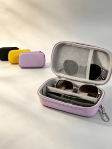 Double Layer Hard Shell Glasses Storage Box, Travel Fashion Eyewear Organizer With Adjustable Dividers And Clips, Portable Multi-Pair Glasses And Fashion Eyewear Storage Box For Men And Women - Multicolor - View 9