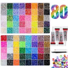80-Grid 2-Box 40-Color Bedazzling Kit AB Resin Rhinestones Decoration Set, Suitable For Clothing, Cups, Shoes, Fabrics, Diamond Art Supplies, Shiny Decorations, Craft Supplies, Diamond Painting Decoration And Other Rhinestone DIY - DIY Rhinestones - View 1