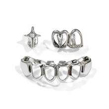 1 Set Personalized Cute Four-Pointed Star & Hollow Heart Zirconia Fashion Dental Decor Combination Set, Party Daily Funny Photo Props, Holiday Gift - Multicolor - View 5