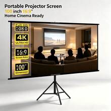 Tripod Projector Screen With Stand 60 Inch, 72 Inch 4:3, 16:9 4K HD Projector Screen Stand Wrinkle-Free Height Adjustable Portable Screen Suitable For Projector Indoor/Outdoor Movies, Home Theater, Gaming - Single-stand Projector Screen - View 1