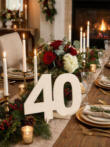 1pc Wooden Number Guest Sign-In Decor, 18/20/25/30/40/50/60/70/80th Birthday And Wedding Anniversary Decoration, Customizable With Name And Wishes, Suitable For Party Table Centerpiece, Photo Prop And Personalized Message - A - View 5
