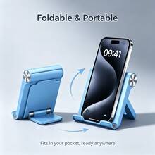 1pc Foldable Portable Desktop Phone Stand, Premium ABS, Adjustable Angle, Compact Lightweight Pocket Size, Suitable For All Smartphones And Tablets, Stable Anti-Slip, Space Saving - Phone Stand - View 3