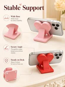 Heart-Shaped Desktop Phone Stand, Portable Design For Home, Office, Party Decor, Women's Travel And Kitchen Use, Suitable For All Phones, Ideal Desktop Ornament, Perfect Gift For Halloween And Christmas - A - View 6