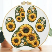 1 buah, ukuran 20*20cm/7.9*7.9in, Kit Bordir Kucing dan Bunga Matahari, Set Bordir Buatan Tangan DIY untuk Pemula Dewasa, Hadiah Rumah, Hadiah Menjahit untuk Wanita, Termasuk Panduan Pengguna, Kain Pola Cetak, Bingkai Bordir, Jarum dan Benang. - Kucing Bunga Matahari - View 13