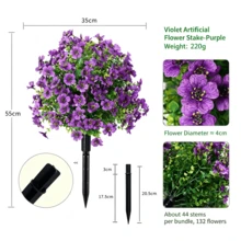 1pc Artificial Purple Flower Ground Stake, UV Resistant Faux Silk Flower, Suitable For Outdoor Garden Yard Patio Lawn Decoration, Multiple Colors Available - Bouquet - View 8
