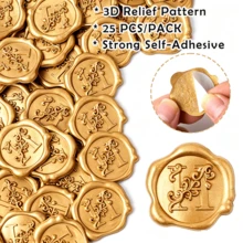 25入 3D 浮雕鳶尾花與字母 H 圖案蠟封貼紙，自黏式蠟封貼，適用於婚禮邀請函、信封、禮物包裝、聖誕卡與手帳剪貼簿 - 字母 H - 查看 3