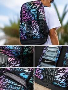 Nike Unisex NK VARSITY ELITE BKPK- KY FA26 Printed Student Backpack IR3713-010 - Black/Color - View 3
