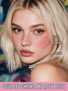MISSLYN 2pcs Kiss My Face Blush & Sun-Kissed Glow Contour Powder Set, Silky Blendable, Natural Luminous Finish, Face Palette Blush/Contour, Daily/Party/Summer, Pure Girl/Soft Makeup/Sun-Kissed, Blush & Contour Powder Set - #06+#01 - View 2