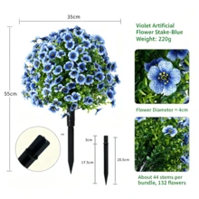 1pc Artificial Purple Flower Ground Stake, UV Resistant Faux Silk Flower, Suitable For Outdoor Garden Yard Patio Lawn Decoration, Multiple Colors Available - Bouquet - View 25