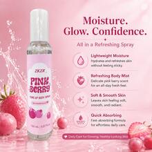 ZKZR Pink Berry Tone Brightening Body Spray, Even Skin Tone, Soothing & Moisturizing, Portable For Commute And Daily Use, Suitable For All Skin Types, Unisex Daily Skincare, 150ml - Hyaluronic Acid - View 2