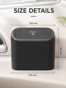 Car Hanging Trash Can, Press Lid Design, Plastic Material, Mini Size, Solid Color, Portable Multi-Function Storage Bin, Car Door Side Hanging Storage Box, Car Interior Accessory - A - View 10