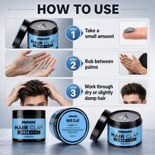 Adglamful Men's Styling Clay, Natural Fresh Scent Matte Hair Wax 120g, Suitable For Creating Voluminous, Dry Styling, Long-Lasting Hold, Lightweight And Non-Sticky, Creating Natural Texture Effect Matte Hair Wax - Mud - View 5