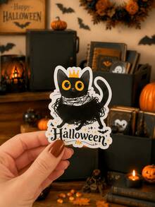 Custom Halloween Stickers Personalized Black Cat Party Favor Labels Spooky Cute Kitten Decals For Cups Treat Boxes Candy Jars Envelope Seals Decor - Multicolor 2 - View 5