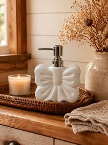 1pc Bowknot Soap Dispenser, Cute Sweet Style Refillable Lotion Pump Bottle, Ribbon Shaped Hand Soap Dispenser, Bathroom Sink Countertop Decor, Suitable For Sink, Kitchen, Apartment, Dorm - Multicolor - View 7
