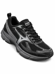 Mizuno 新款 SPEED復古厚底運動鞋，輕量透氣緩震跑步鞋，男女通用 - 黑色/灰色 - 查看 1