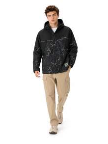 Timberland Jaket Softshell Berkerudung Tahan Air untuk Olahraga Luar Ruangan Pria, Hiking, dan Panjat Tebing - Hitam dan abu-abu - View 3