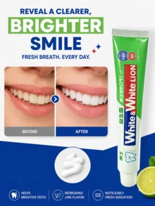 Lion's Baking Soda Whitening Toothpaste, Refreshing Lime Flavor, Full Size 120g, Travel Size 40g, Probiotic Toothpaste For Fresh Breath, Removes Stains, Suitable For All Ages - Cool Lime Scent - Toothpaste - View 10