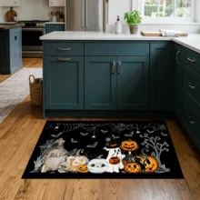 1pc, Ghost Black Cat Tomb Pattern Printed Diatomaceous Earth Kitchen Mat, Absorbent Kitchen Floor Mat, Kitchen Rug, Long Strip Foot Mat, Sink Front Mat, Halloween, Can Be Used As Halloween Gift, Halloween Decoration, Suitable For Kitchen, Bathroom, Entryway, Hallway, Laundry Room And Home Decor - Multicolor - View 10