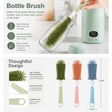 Portable Baby Bottle Warmer, Rechargeable Travel Bottle Warmer With Digital Temperature Display, 100W Fast Heating Formula Warmer, 316 Stainless Steel Inner Liner, Includes Silicone Bottle Brush Set - H102-b-h - View 8