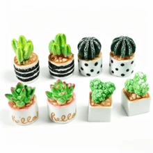 1/4/8pcs Mini Cactus Car Ornament, Adorable Plant Design, Healing Resin Decor, Dashboard, Rearview Mirror, Exquisite Small Desktop Ornament, Garden Pot Decoration, Holiday Gift - Cactus - View 11