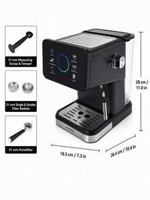 AEOMJK Semi-Automatic Espresso Machine | Touchscreen, Dual Cold & Hot Extraction, Steam Function, 20bar Pressure, Espresso Maker, Removable Water Tank, US Plug, Modern Style - Multicolor - View 13