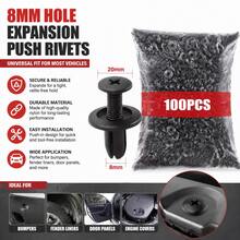 100pcs Black Plastic Rivet Fasteners For Car Door Trim Bumper Fender Liner Retainer Clips Universal Auto Push Pin Screws - A - View 4