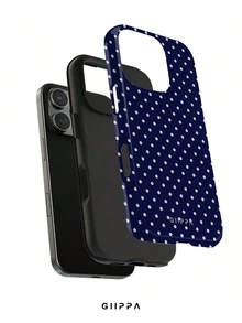 GIIPPA 1pc Fashionable New Phone Case, Blue Polka Dot Pattern Design, Full Coverage Hard Shell Design, Suitable For 11/12/13/14/15/14/15/16/17/AIR/Pro/Pro Max/Plus, This High-End, Fashionable And Fun Phone Case Is Suitable For Men And Women To Wear, Ideal Gift For Girlfriend On Easter, Spring, Wedding Season And Birthday - Multicolor - View 2
