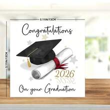 2026 Graduation Greeting Card, Graduation Cap & Diploma Illustration Blessing Card, Graduation Season Gift Thank You Card, Watercolor Style Graduation Congratulations Card, Student Graduation Season Handwritten Blessing Commemorative Card - View 6