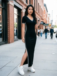 Vestidos midi para mujer - Negro - Ver 5
