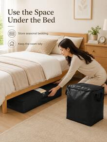 Large Capacity Space-Saving Underbed Storage Bag, Foldable Fabric Storage Box With Transparent Window, Reinforced Handles And Dual-Way Zipper, Suitable For Storing Bedding And Blankets, Ideal For Bedroom Closet And Home Organization - Multicolor - View 7
