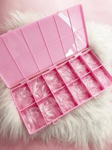 120pcs Short Almond Shaped Acrylic Nail Tips, Pre-Formed Semi-Matte Full Coverage Square Transparent Gel Press-On False Nails For Nail Extension, Home DIY Manicure - Multicolor - View 4
