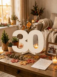 1pc Wooden Number Guest Sign-In Decor, 18/20/25/30/40/50/60/70/80th Birthday And Wedding Anniversary Decoration, Customizable With Name And Wishes, Suitable For Party Table Centerpiece, Photo Prop And Personalized Message - A - View 9