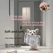 1/100件趣味狗狗報紙咀嚼玩具 Happy Puppy，適合所有犬貓，發出揉紙聲，適用小型/中型/大型犬，布製玩具，緩解無聊與焦慮，可水洗，無需電池，完美寵物禮物 - 彩色 - 查看 2