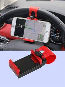 Universal Car Steering Wheel Phone Holder, Adjustable Elastic Clip Phone Mount With Soft Silicone Anti-Slip Pad, ABS Sturdy Bracket, Suitable For 4-6 Inch Smartphones GPS Navigation - A - View 14