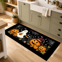 1pc, Cartoon Ghost Black Cat Pumpkin Pattern Printed Diatomaceous Earth Kitchen Mat, Halloween, Can Be Used As Halloween Gift, Halloween Decoration, Absorbent Kitchen Floor Mat, Kitchen Rug, Long Strip Foot Mat, Sink Front Mat, Suitable For Kitchen, Bathroom, Entryway, Hallway, Laundry Room And Home Decor - Multicolor - View 9