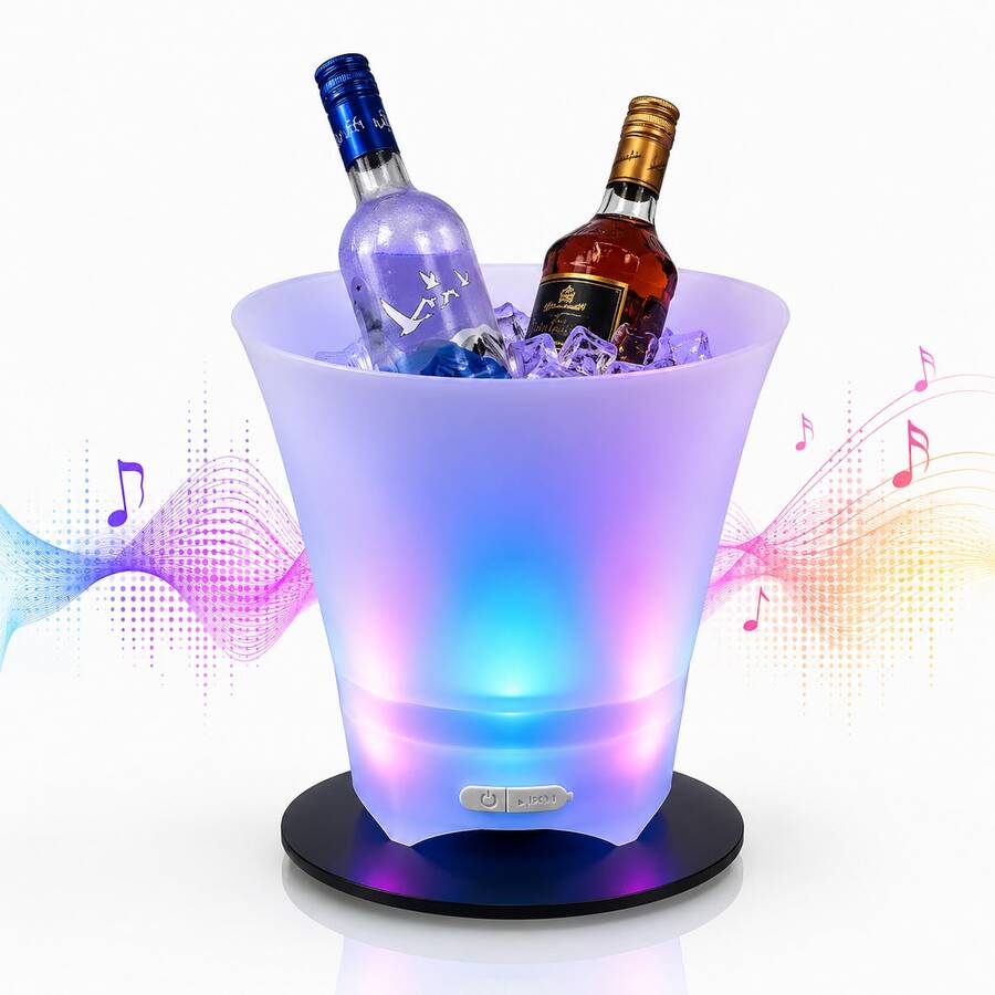 PEYMALERA LED Color-Changing Ice Bucket For Beer And Wine Bottles Party - View 1