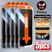 CASECOPS 5PCS Oleophobic Coating Anti Spy Tempered Glass, With Auto-Alignment Kit - For 17 Pro Max/17e/17 Air/17/16 Pro Max/16/16e/15 Pro/15/14/13/12/11/Plus/Mini/X/XR/XS Max. Privacy Screen Protectors, 9H Tempered Glass, Anti-Scratch, Anti-Fingerprint, Dynamic Island Full Coverage Screen Protector - 5pcs - View 11