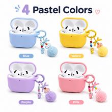 Silicone Earphone Case For Airpods Pro 3/Pro 2/Pro Case With Cleaner Kit For Airpods 4/3/2/1 Protective Cover With Flower Chain - Yellow - View 5