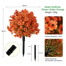 1pc Artificial Purple Flower Ground Stake, UV Resistant Faux Silk Flower, Suitable For Outdoor Garden Yard Patio Lawn Decoration, Multiple Colors Available - Bouquet - View 10
