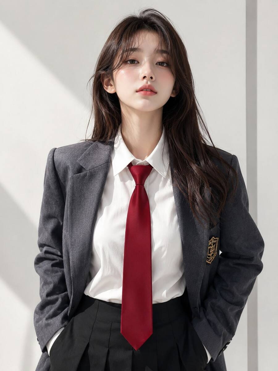 Adjustable Elastic Burgundy Necktie, Fashion Versatile, Minimalist Casual, Suitable For Academic Style, JK Uniform, Professional Shirts, Unisex, Suitable For School Uniforms. Also Ideal For Men's Business Occasions. - Burgundy - View 1