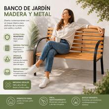 Banco de Jardín de Madera y Metal 120 x 62 x 81 cm - Camel - Ver 2
