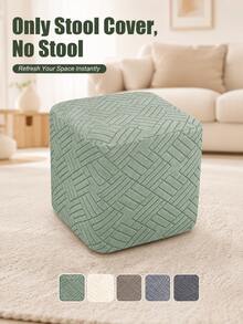 1pc Solid Color Nordic Style Ottoman Stool Cover, Jacquard Full Coverage Footstool Cover, Washable And Removable Footrest Seat Cover, Suitable For Living Room, Hotel, Sofa, Single Sofa Chair - Multicolor - View 8