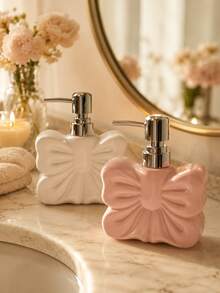 1pc Bowknot Soap Dispenser, Cute Sweet Style Refillable Lotion Pump Bottle, Ribbon Shaped Hand Soap Dispenser, Bathroom Sink Countertop Decor, Suitable For Sink, Kitchen, Apartment, Dorm - Multicolor - View 2