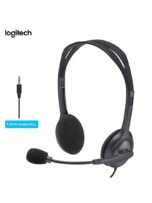Logitech Headphone over-ear berkabel dengan suara stereo, mikrofon peredam kebisingan, mikrofon yang dapat disesuaikan, panggilan waktu nyata, ringan dan nyaman dipakai, serta jack kabel tunggal 3,5 mm. - View 1