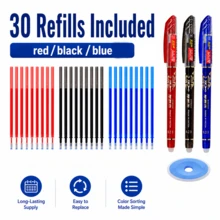 1 Pack Of 2 Pens + 20 Refills + 1 Random Color Eraser, 0.38mm Erasable Pens For Students, Refillable Smudge-Resistant Ballpoint Pens With Smooth Writing, Back To School - Multiple Styles - View 10