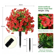 1pc Artificial Purple Flower Ground Stake, UV Resistant Faux Silk Flower, Suitable For Outdoor Garden Yard Patio Lawn Decoration, Multiple Colors Available - Bouquet - View 16