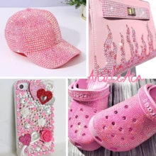 Strass de Gelatina de 4mm com 5000+ Cores, Adequado para Sapatos, Chapéus, Capas de Telefone, Tiaras DIY, Copos de Água, Armações de Óculos, Chaveiros, Decoração de Acessórios de Boneca - Rosa escuro 4mm 5000 - Visão 3