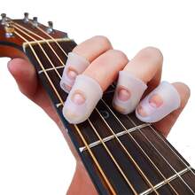 Kit com 5 Dedeiras Silicone Anti Dor – Protetor de Dedos para Violão Guitarra Ukulele Baixo Iniciante - A - Visão 5